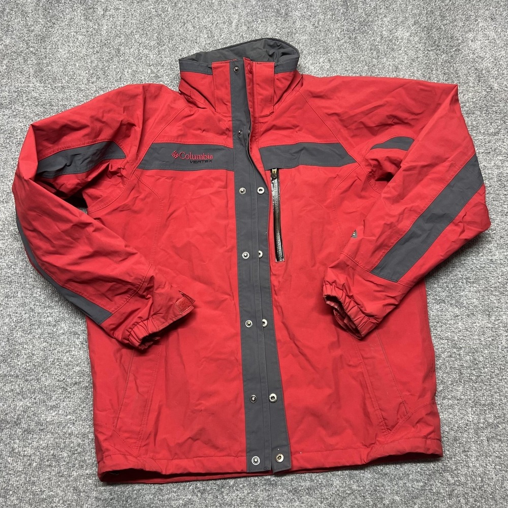 Columbia Vertex Jacket Mens Medium Red Hooded Interchange 3-in-1 Ski Outdoor